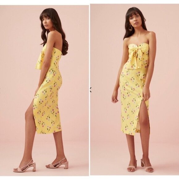 Finders Keepers Dress NWT Lemoncello Midi Strapless Dress new 8 - Picture 1 of 12